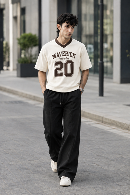 Maverick 20 V-Neck T-Shirt & Black Wide-Leg Trouser Bundle