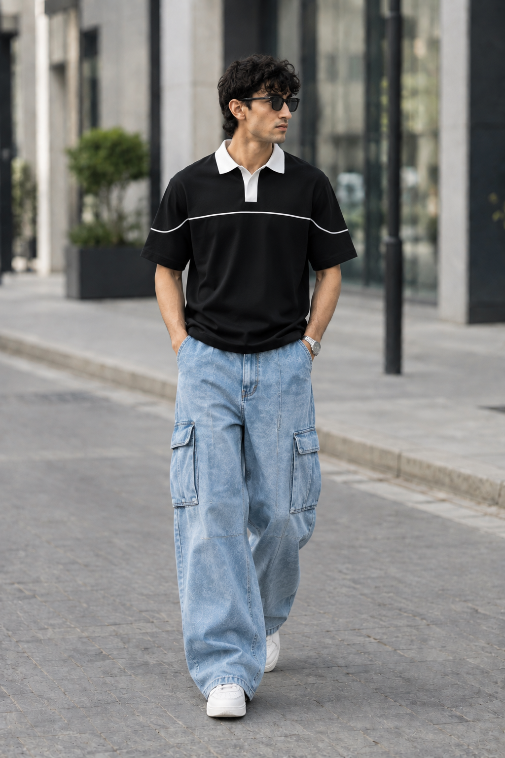 Ultimate Bundle Pack – Contrast Collar Polo & Wide-Leg Cargo Jeans