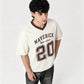 Maverick 20 Vintage Drop-Shoulder V-Neck Tee | Off-White & Brown - Swanah