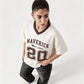 Maverick 20 Vintage Drop-Shoulder V-Neck Tee | Off-White & Brown - Swanah