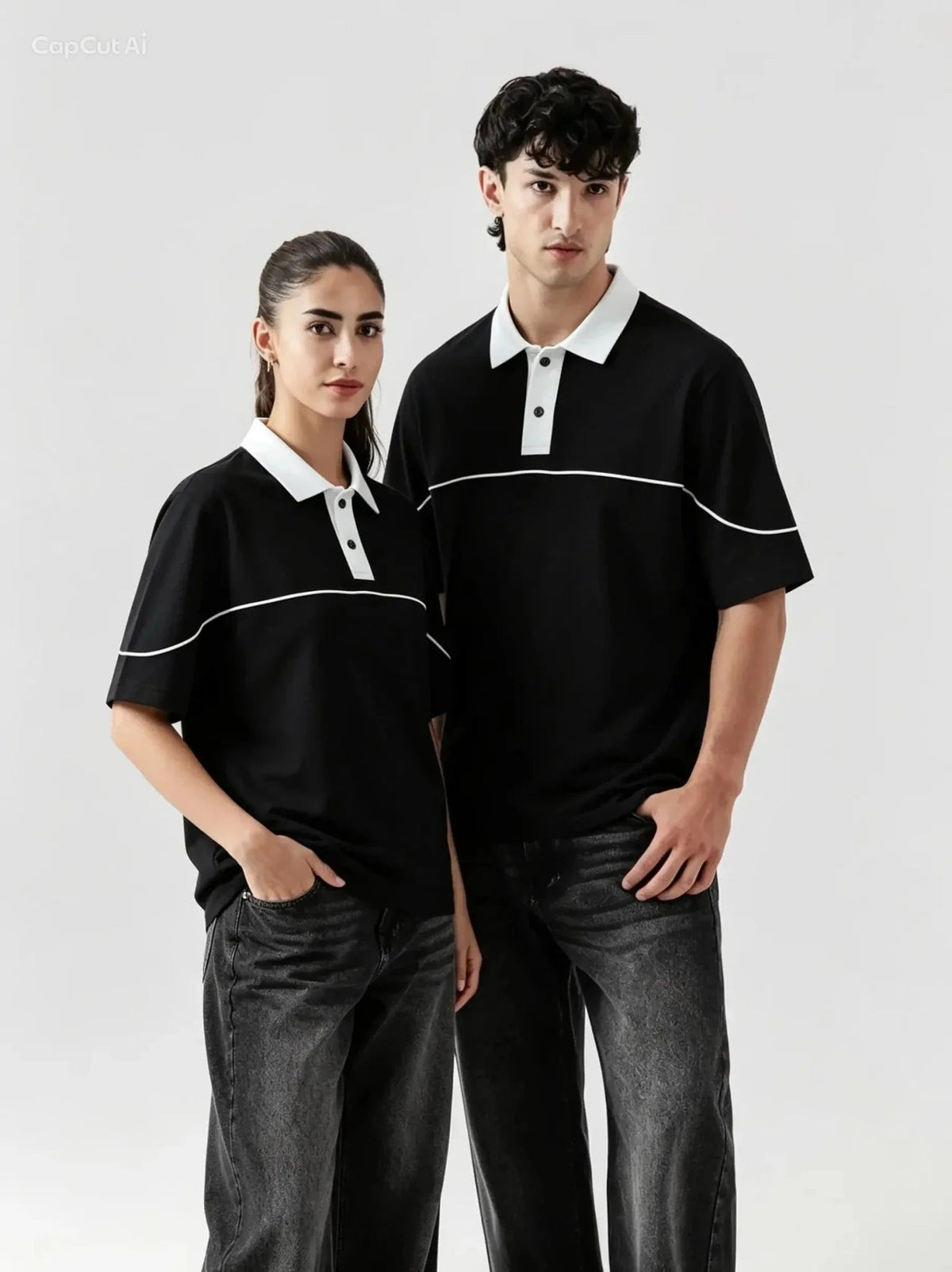 Monarch Polo — Black & White Contrast Collar - Swanah