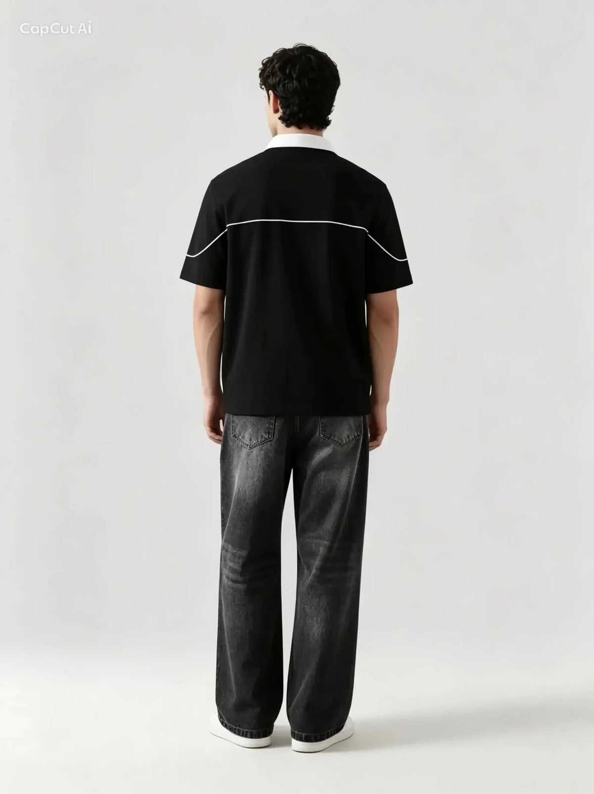 Monarch Polo — Black & White Contrast Collar - Swanah