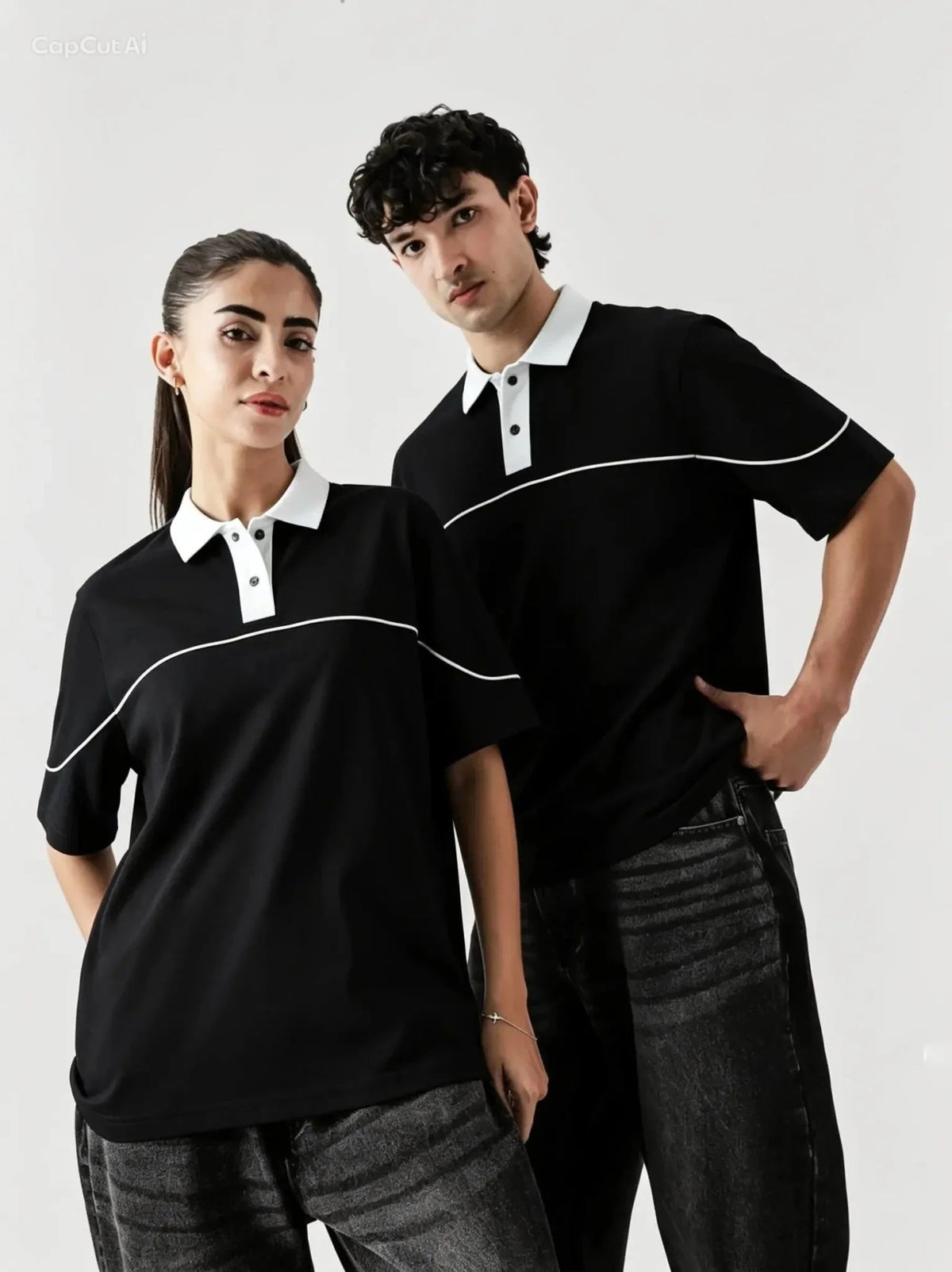 Monarch Polo — Black & White Contrast Collar - Swanah