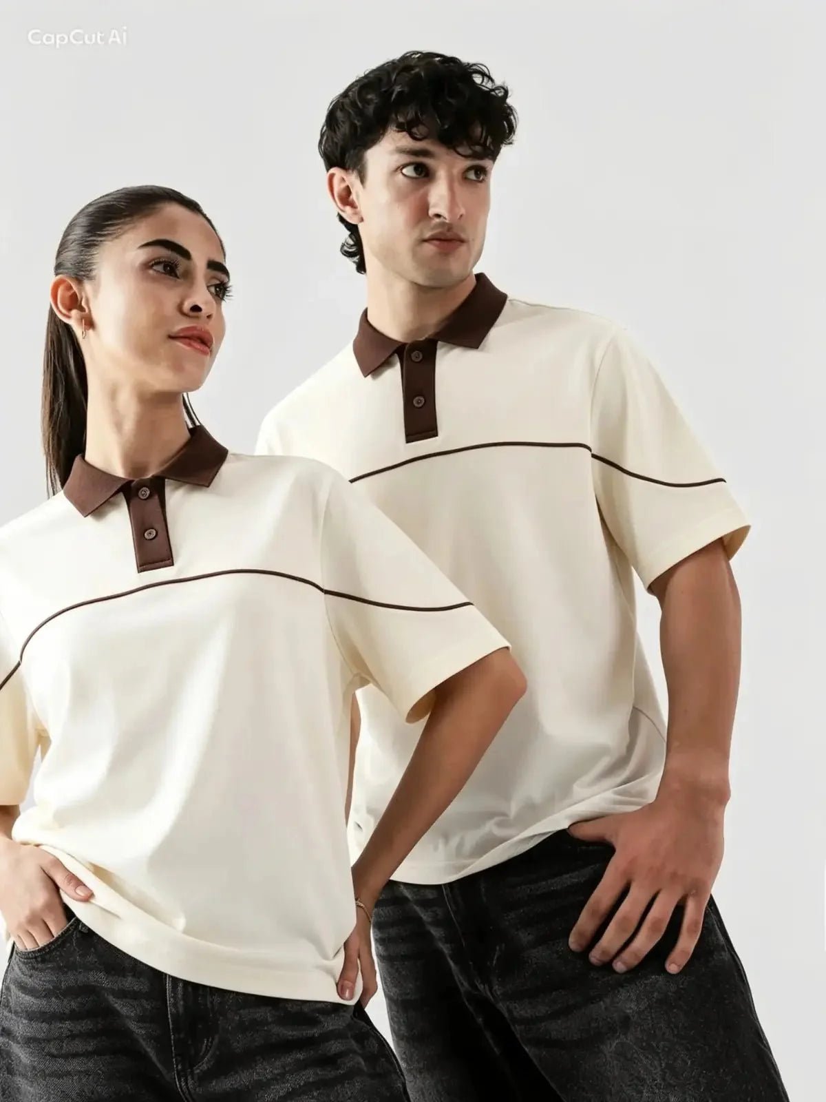 Monarch Polo — Ivory & Espresso Brown Contrast Collar - Swanah