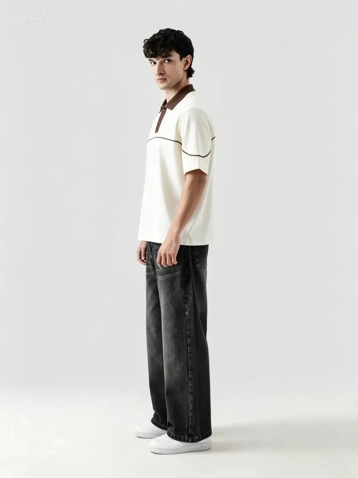 Monarch Polo — Ivory & Espresso Brown Contrast Collar - Swanah