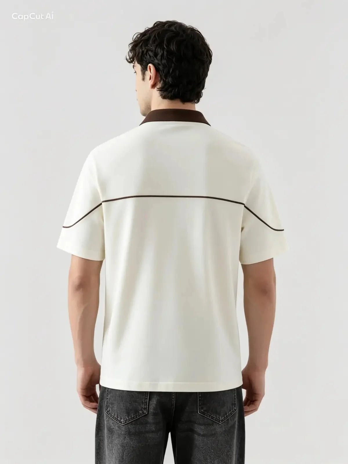 Monarch Polo — Ivory & Espresso Brown Contrast Collar - Swanah