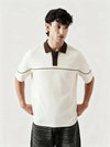 Monarch Polo — Ivory & Espresso Brown Contrast Collar - Swanah
