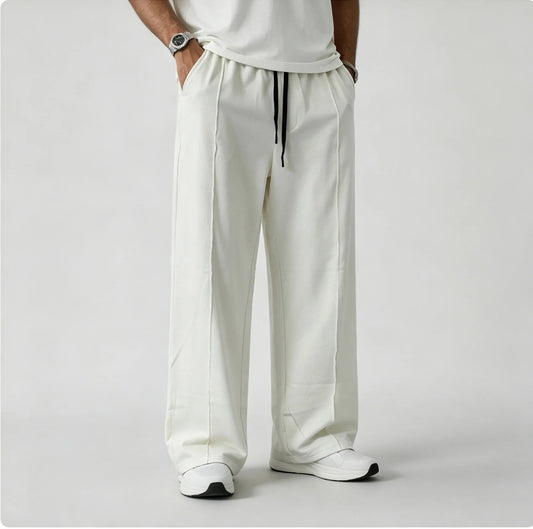 Premium Pure Cotton Baggy Off-White Trouser - Swanah