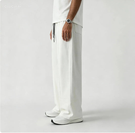 Premium Pure Cotton Baggy Off-White Trouser - Swanah