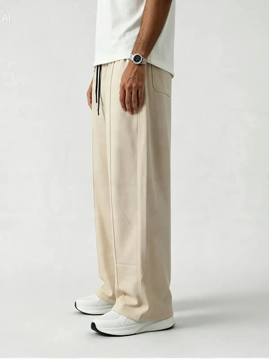 Premium Pure Cotton Baggy Trouser Beige Color - Swanah