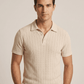 Swanah Men's Premium Textured Knit Polo Shirt - Cream Beige - Swanah