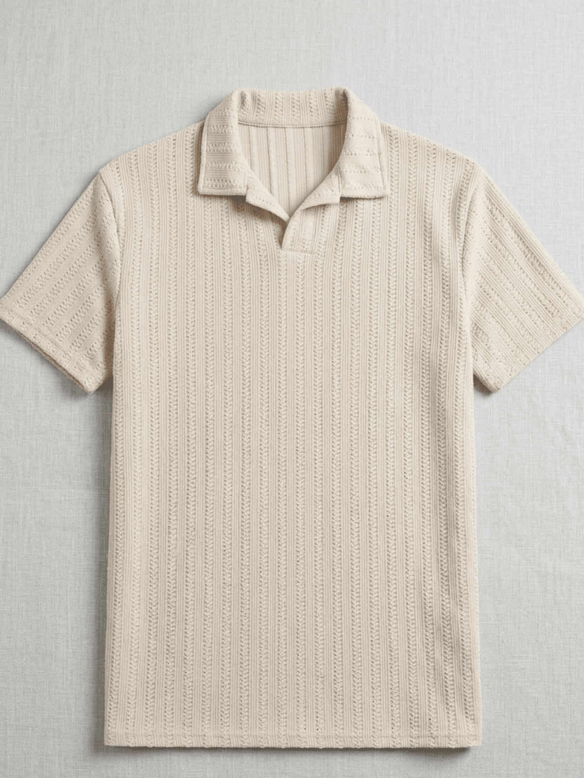 Swanah Men's Premium Textured Knit Polo Shirt - Cream Beige - Swanah