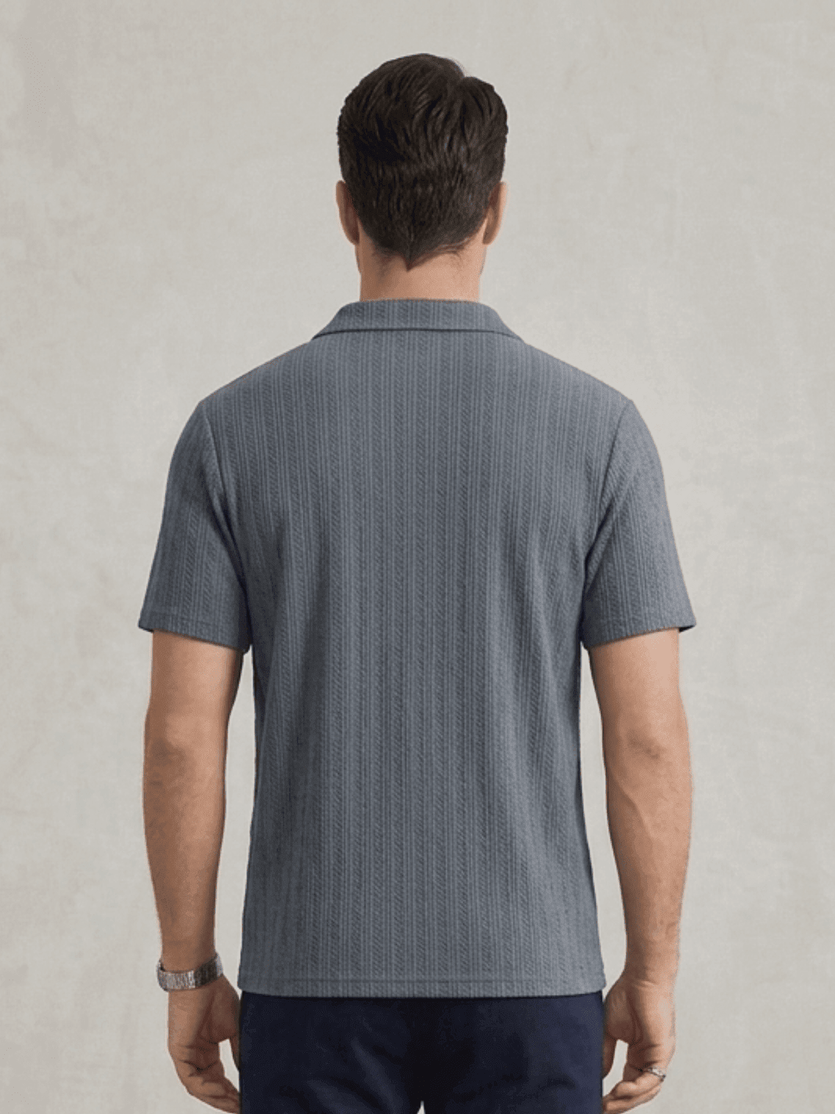 Swanah Men's Premium Textured Knit Polo Shirt - Grey - Swanah