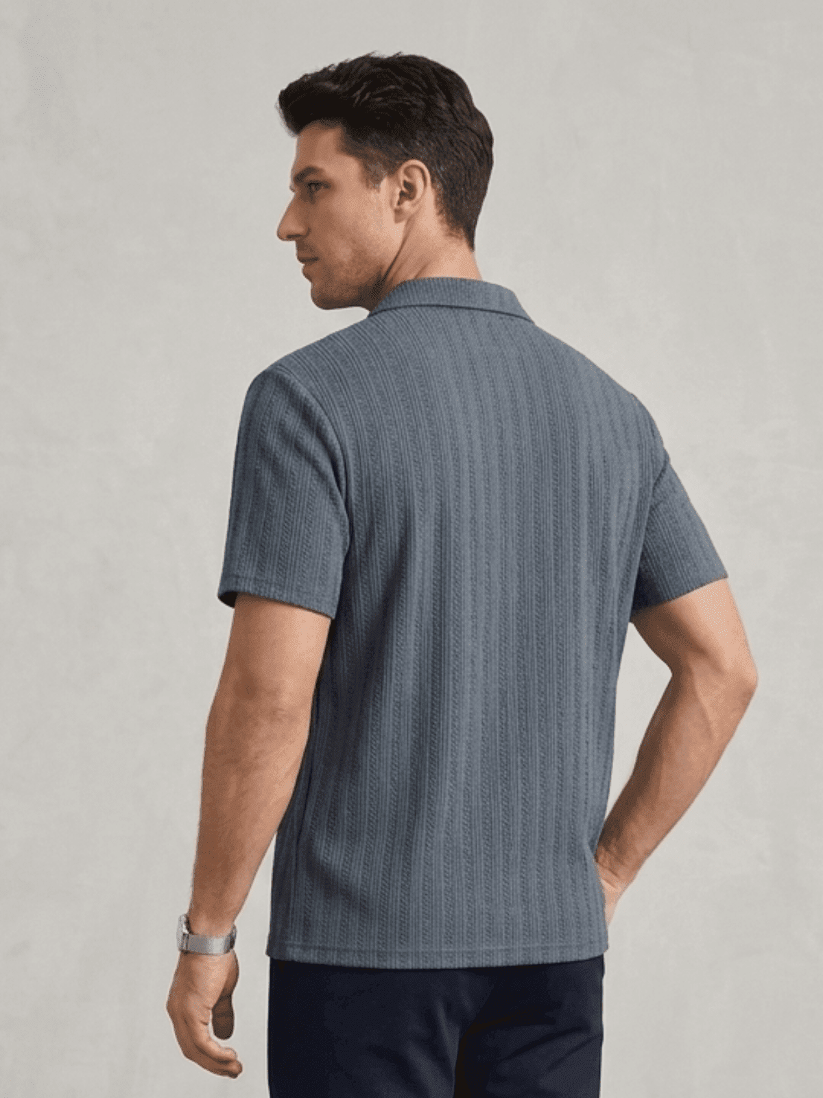 Swanah Men's Premium Textured Knit Polo Shirt - Grey - Swanah