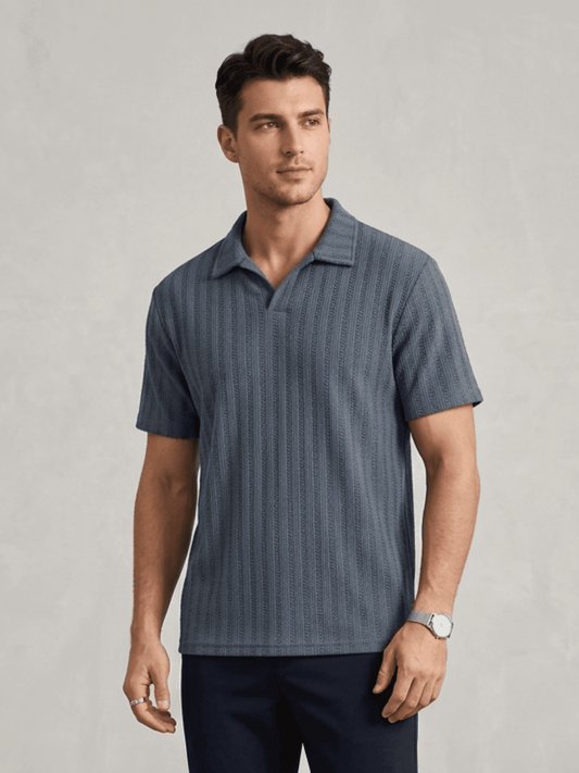 Swanah Men's Premium Textured Knit Polo Shirt - Grey - Swanah