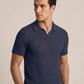 Swanah Men's Premium Textured Knit Polo Shirt - Navy Blue - Swanah