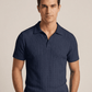 Swanah Men's Premium Textured Knit Polo Shirt - Navy Blue - Swanah